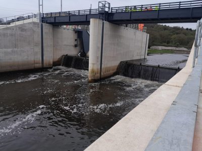 Calverley Weir flood gate in Leeds - designed, fabricated and installed by Qualter Hall